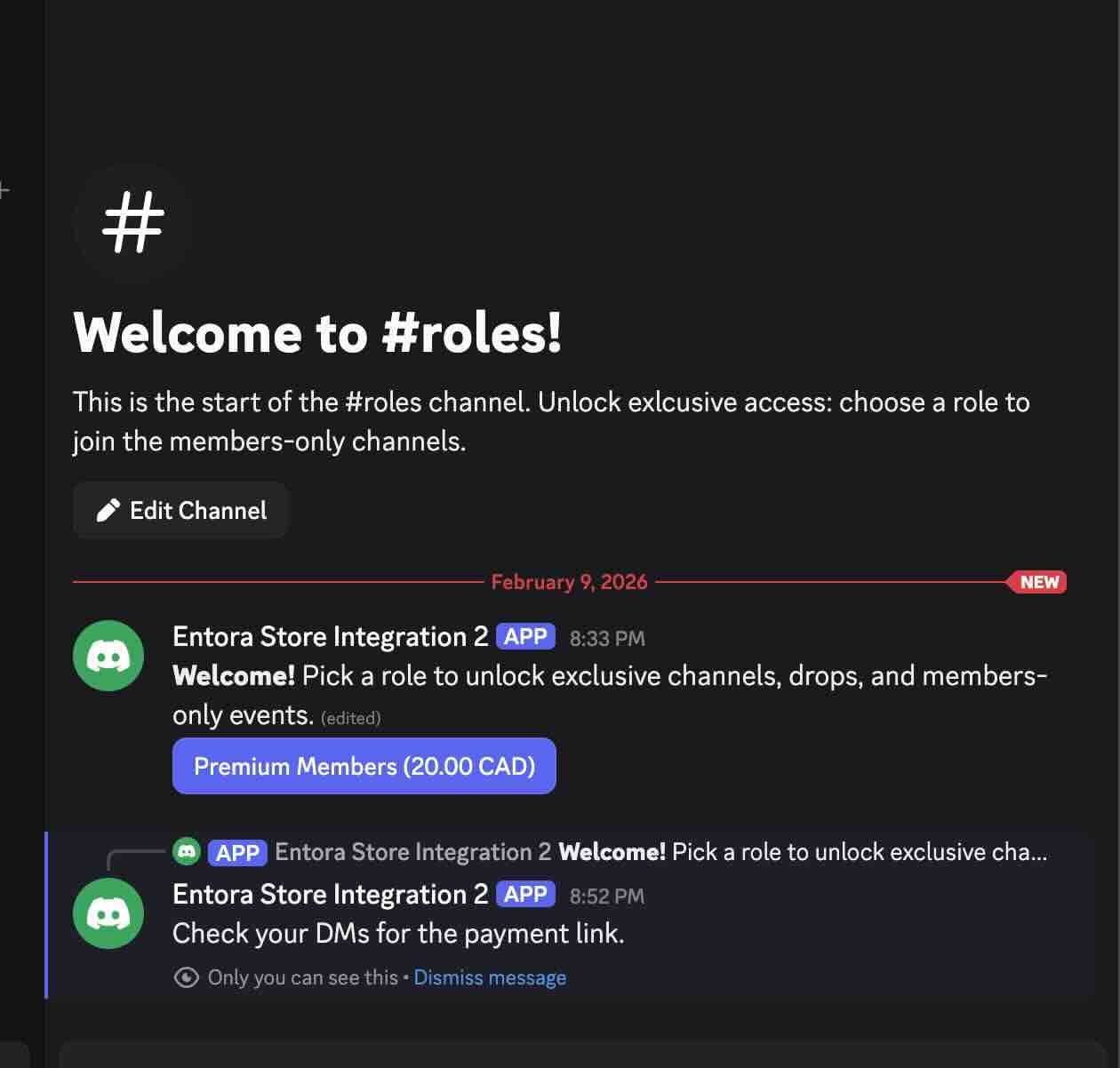 Discord requested role message