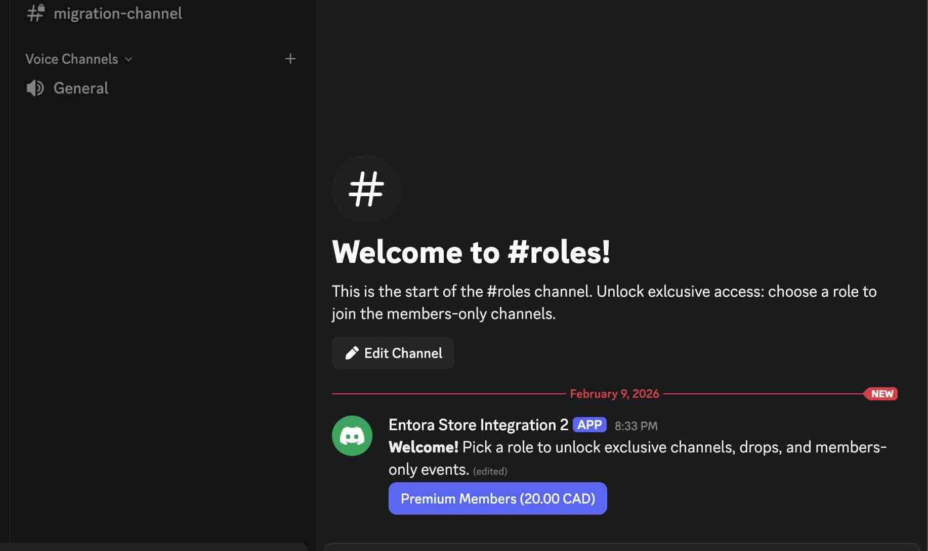 Discord roles channel message