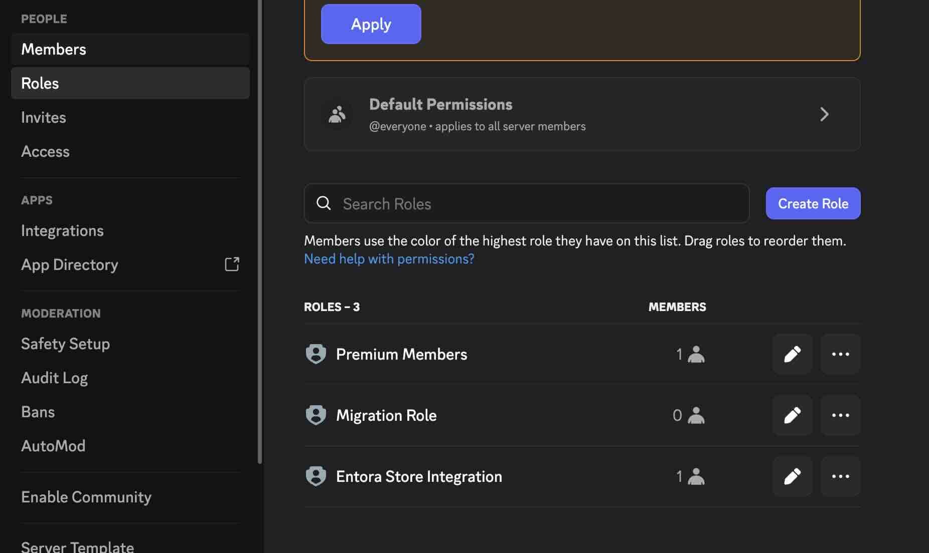 Discord roles page