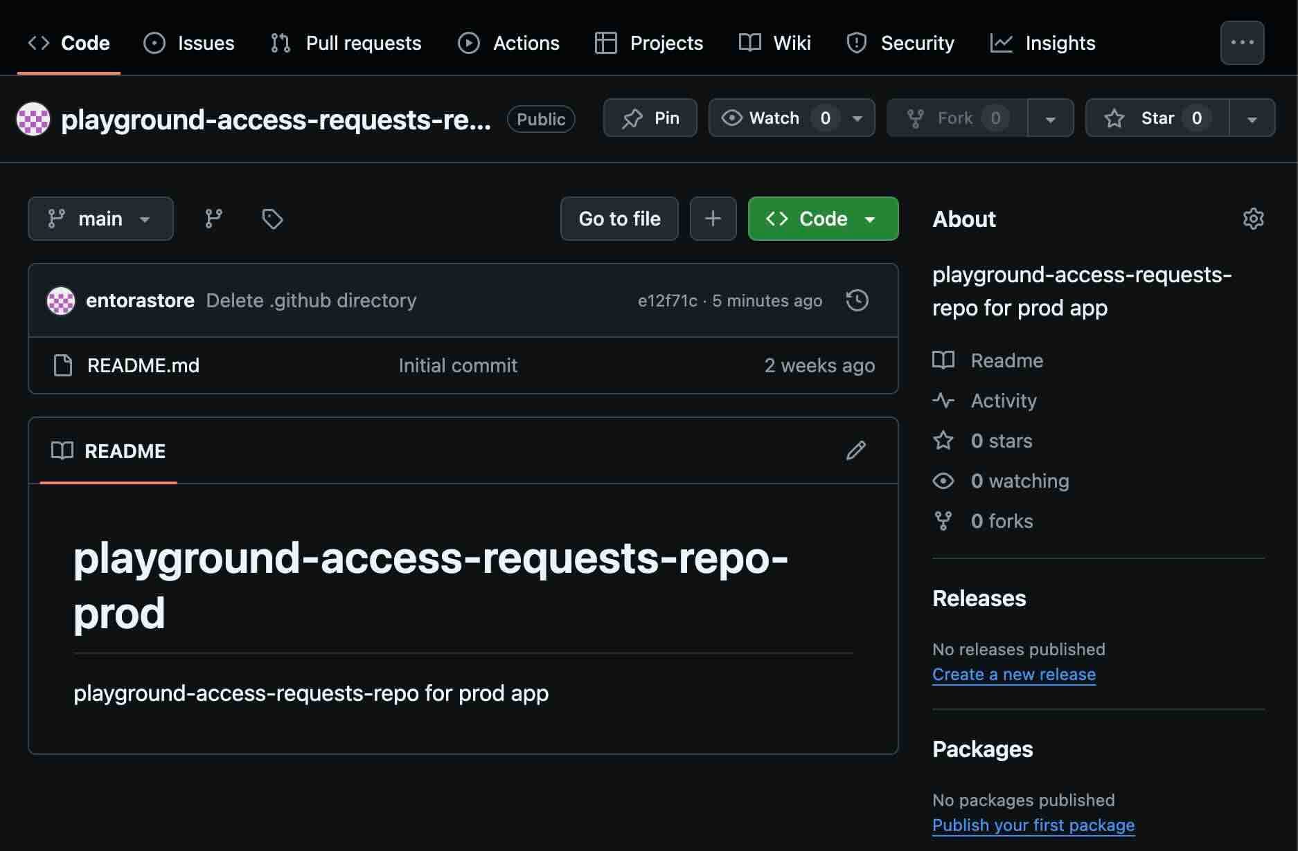 GitHub repository view for access requests