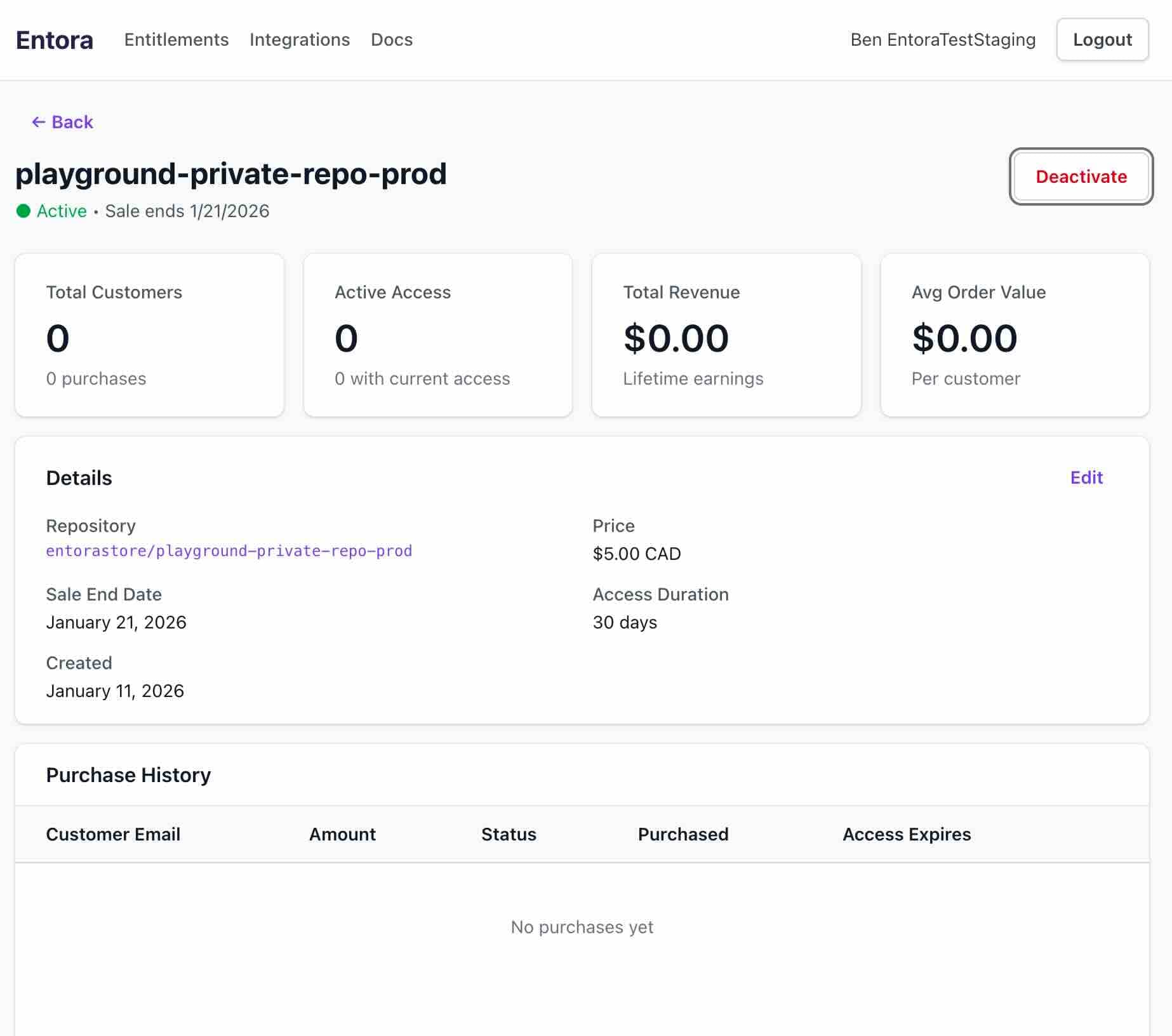 GitHub entitlement activated state