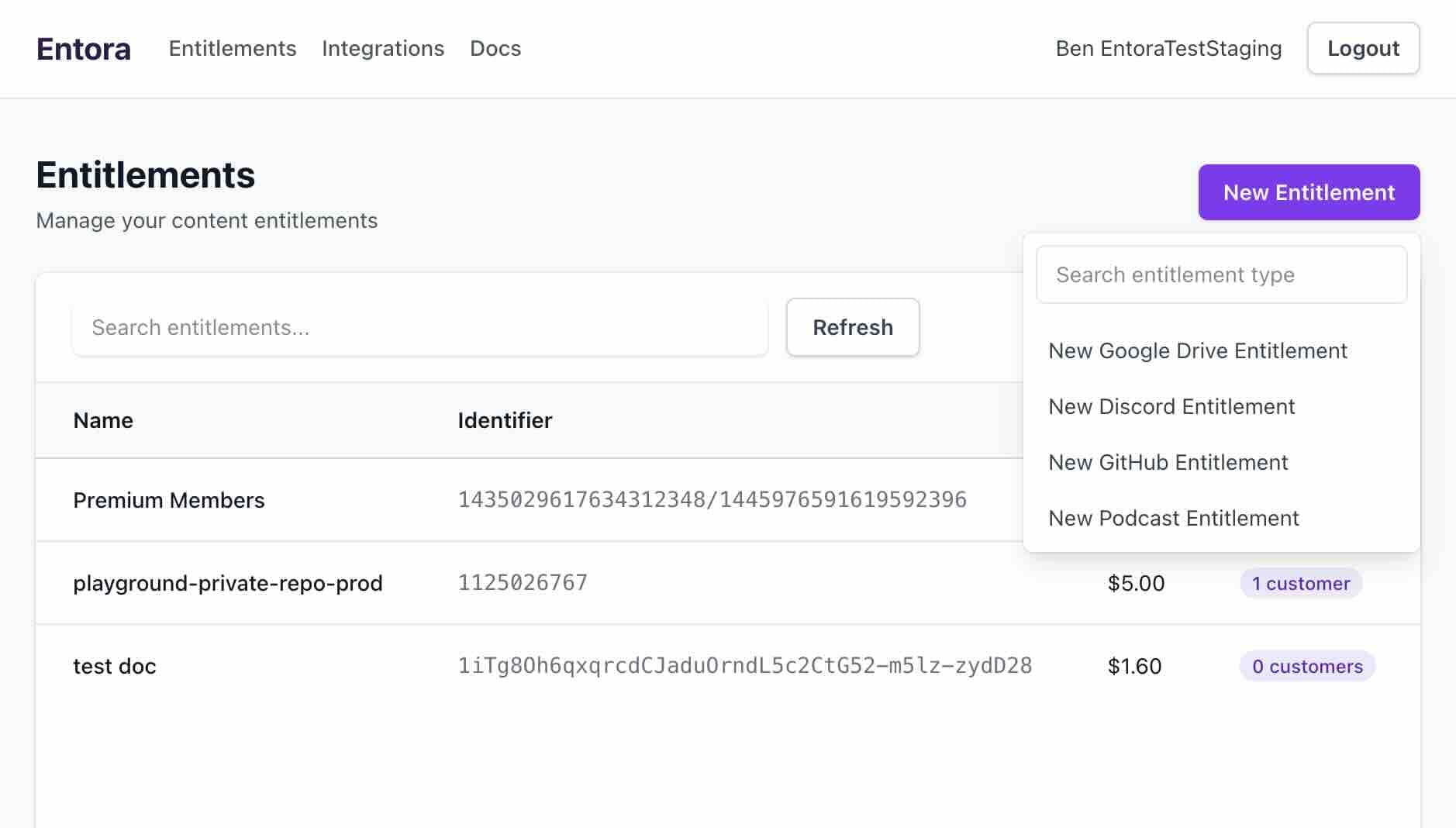 Create a new podcast entitlement