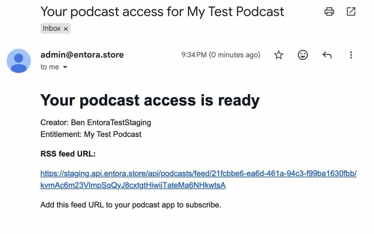 Podcast RSS feed email